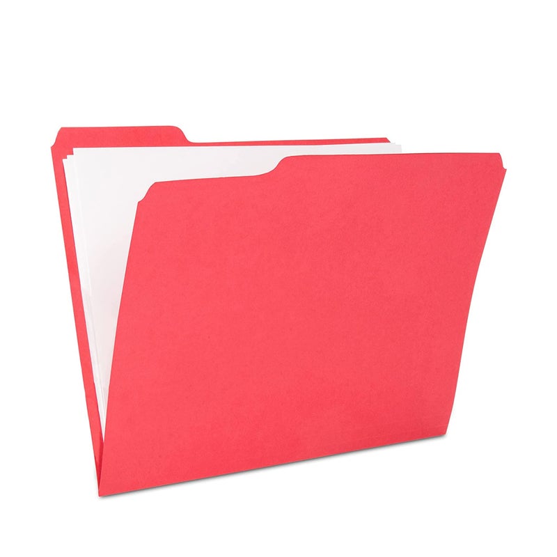 The File King 1/3 Cut Red File Folders Letter Size - 100 Pack | Colored Manilla Folders 8.5 x 11 | Made in The USA | Assorted 3 Tab Red Color Manila File Folder | Heavy Duty Basic Paper Filing Folder - Image 1